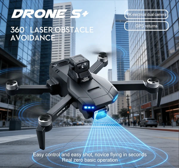 DRONE S+ 6K Electric Tuning Dual-Camera Drone With 360° Laser Obstacle Avoidance, GPS Automatic Return, Perfect Aerial Photography Tool For Beginners With Zero Threshold Velora