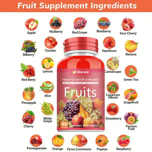 Qlarale Whole Food Fruits & Veggies – Natural Nutrition for Adults & Kids – 90 Capsules (30 Servings) Velora