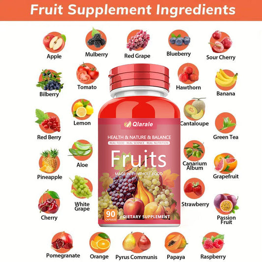 Qlarale Whole Food Fruits & Veggies – Natural Nutrition for Adults & Kids – 90 Capsules (30 Servings) Velora