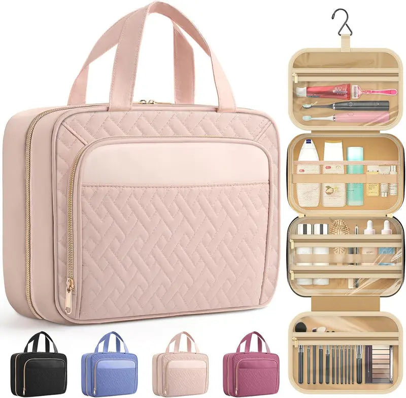 Large Travel Cosmetic Bag with Waterproof Hanging Hook © Velora