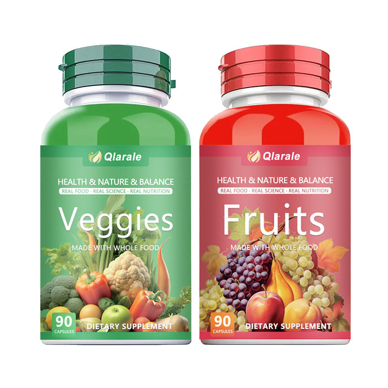 Qlarale Whole Food Fruits & Veggies – Natural Nutrition for Adults & Kids – 90 Capsules (30 Servings) Velora