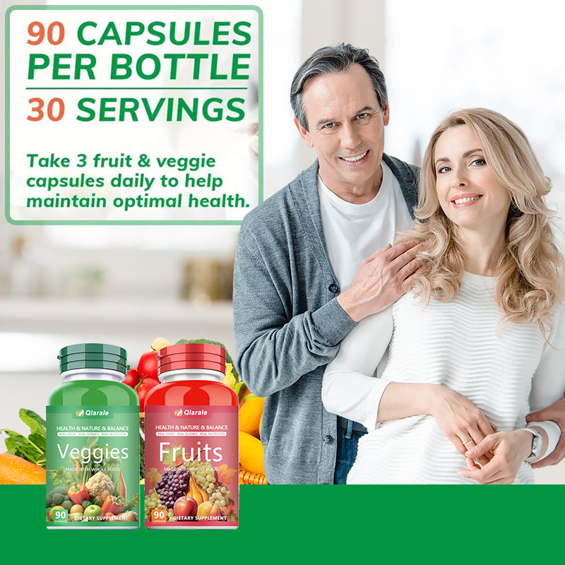 Qlarale Whole Food Fruits & Veggies – Natural Nutrition for Adults & Kids – 90 Capsules (30 Servings) Velora