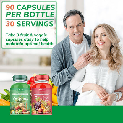 Qlarale Whole Food Fruits & Veggies – Natural Nutrition for Adults & Kids – 90 Capsules (30 Servings) Velora