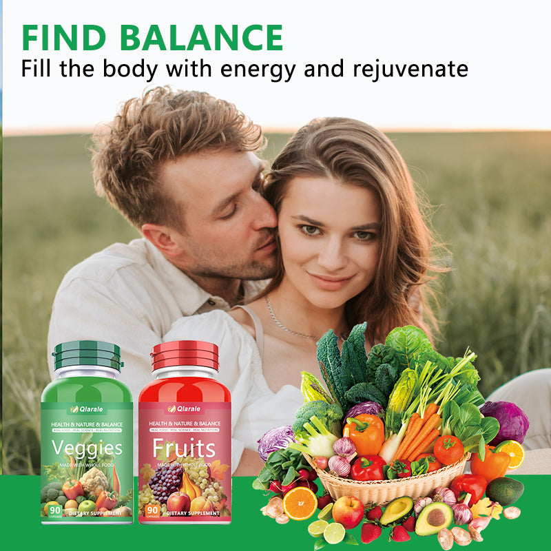 Qlarale Whole Food Fruits & Veggies – Natural Nutrition for Adults & Kids – 90 Capsules (30 Servings) Velora