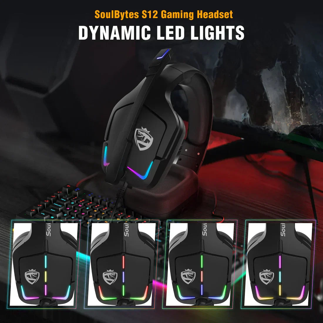 سماعة رأس للألعاب RGB سلكية للكمبيوتر، سماعة رأس PS4